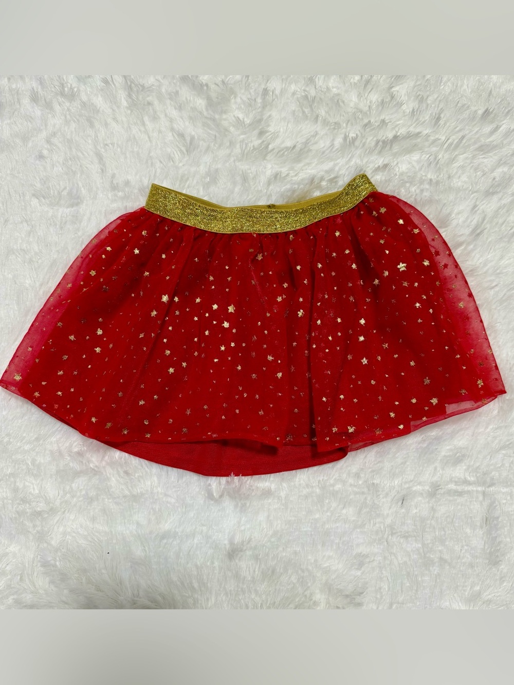 Toddler Girls 3T Holiday Time Red Gold Sparkle Tutu Skirt Holiday Christmas